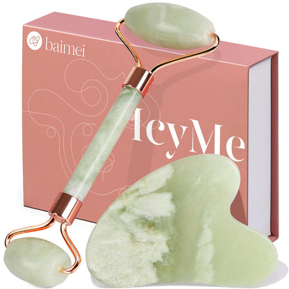 Jade Roller Gua Sha Facial Massage Beauty Set encalife