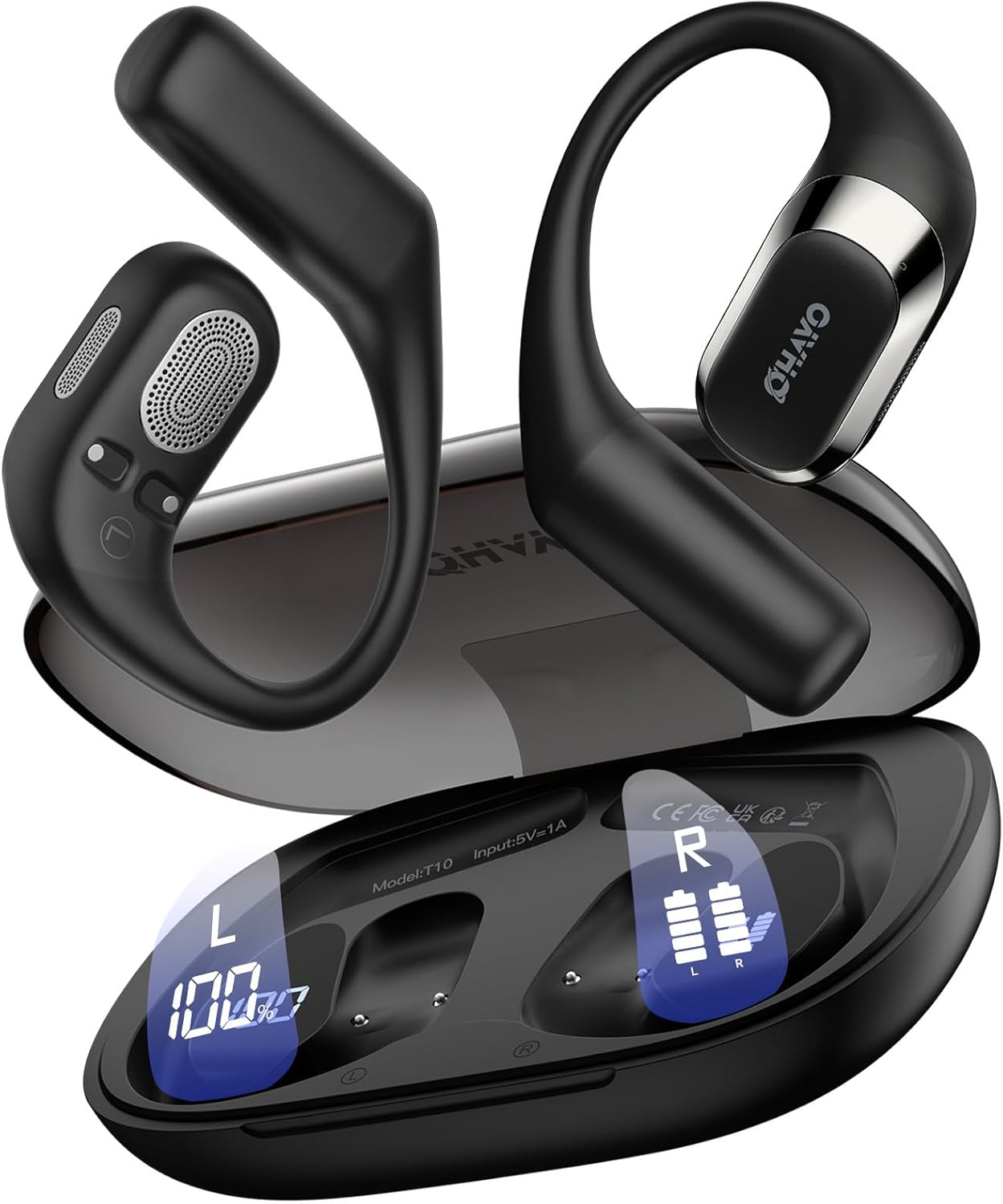 Open Ear Bluetooth Headphones with Display