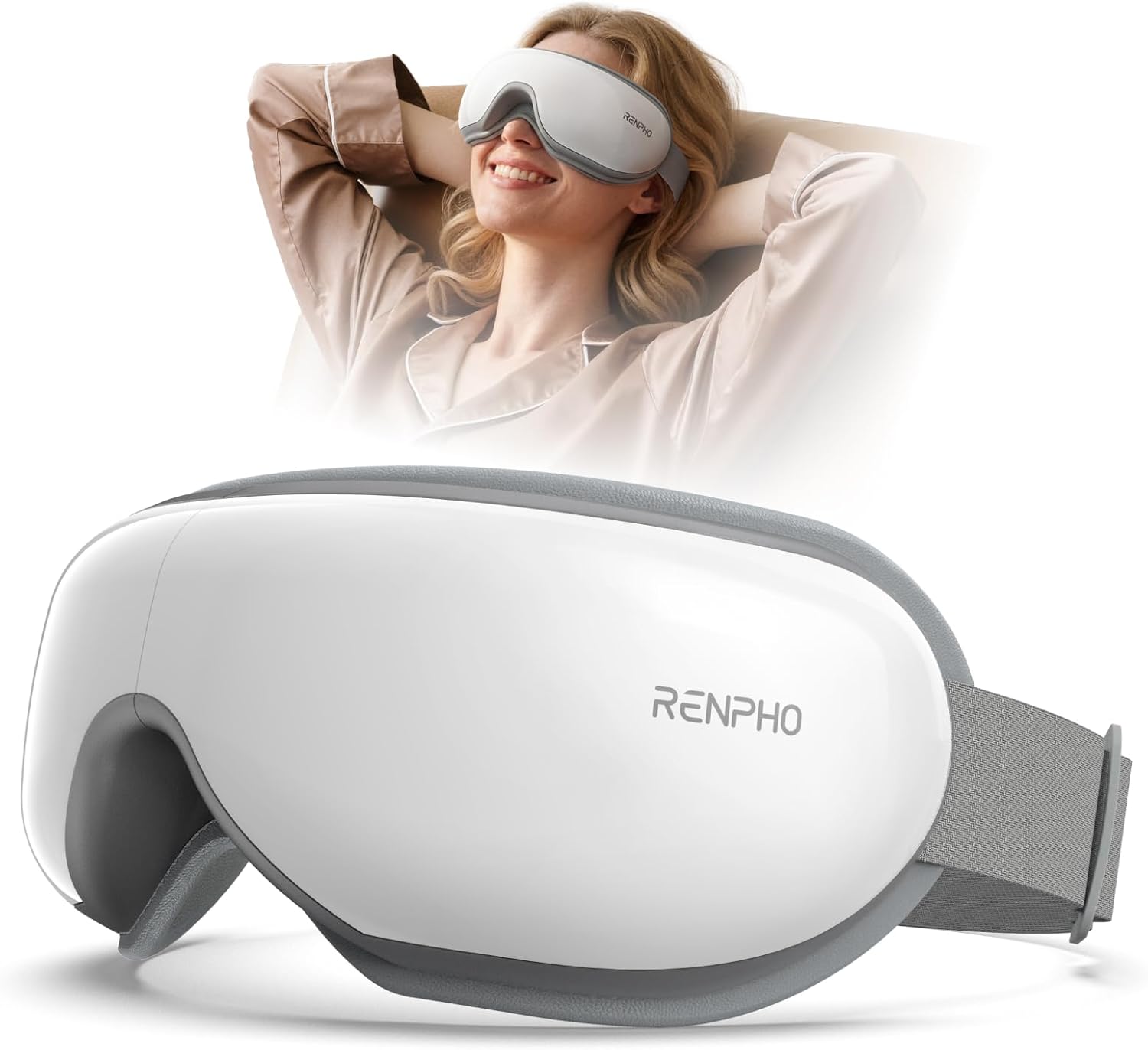 heated eye massager mask with vibration massage for relaxation