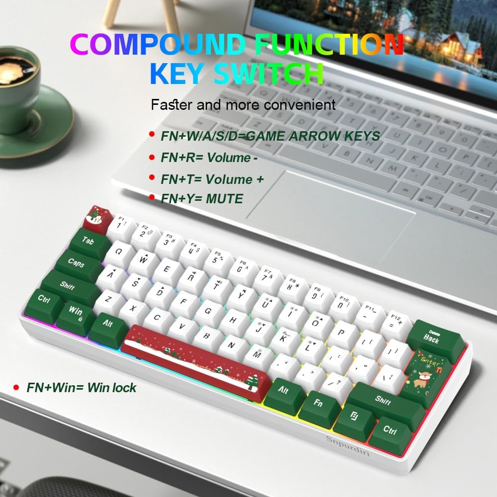 Compact Gaming Keyboard I 60% 61‑Key RGB Wired encalife