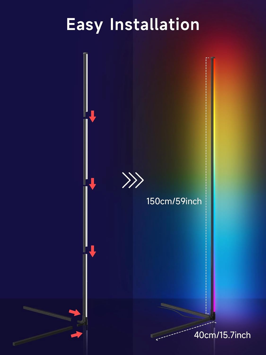 RGB Lighting Corner Floor Lamp for Gaming Room encalife