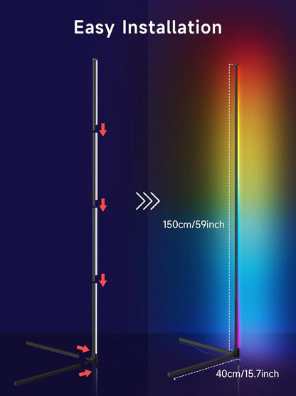 RGB Lighting Corner Floor Lamp for Gaming Room encalife