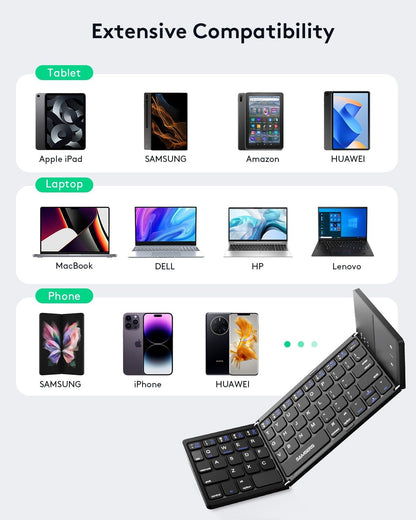 Foldable Bluetooth Keyboard with Touchpad Phone Stand encalife