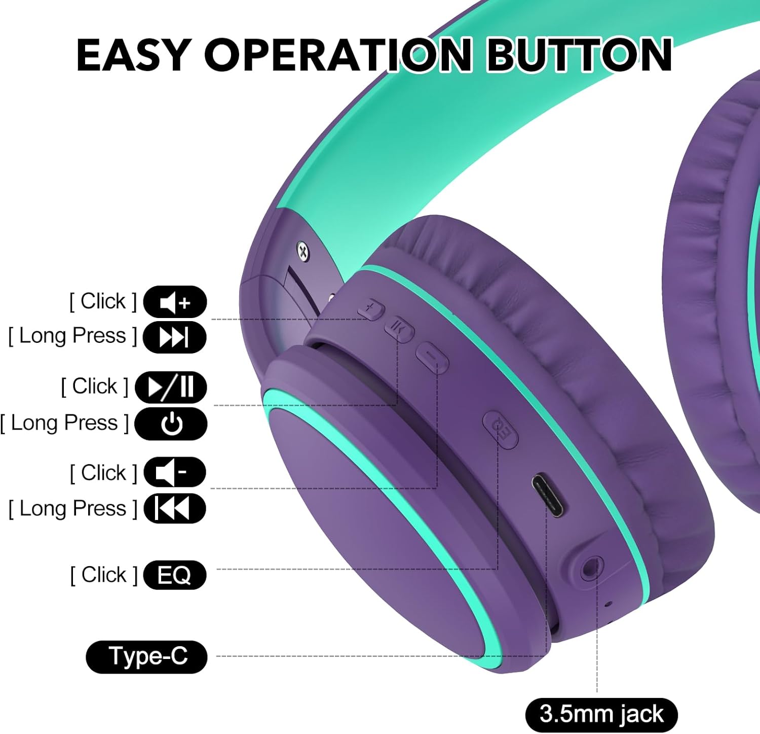 Over Ear Bluetooth Headphones with Deep Bass encalife