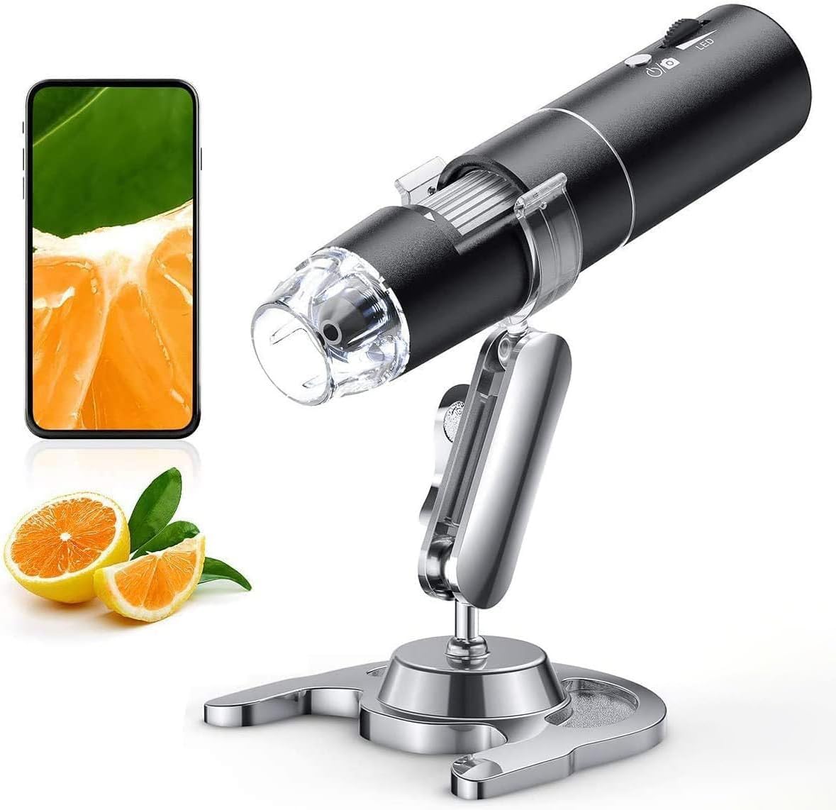 Portable handheld WiFi microscope with LED lights