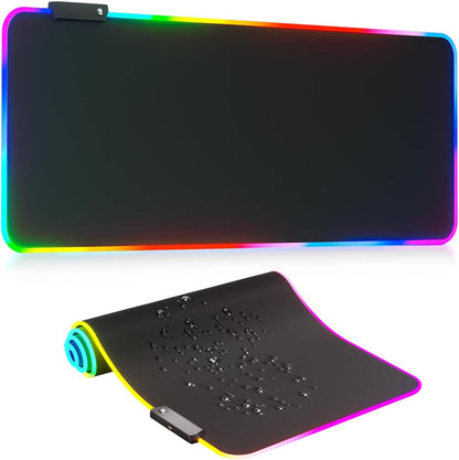 Extended gaming mouse pad with RGB Lighting and a large keyboard and mouse surface