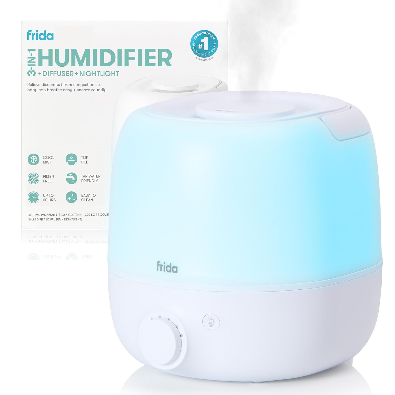 Cool Mist Nursery Humidifier Diffuser With Nightlight encalife
