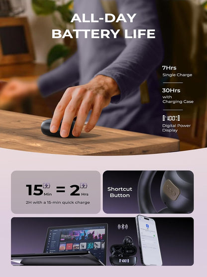 Open Ear Bluetooth Headphones with AI Music encalife