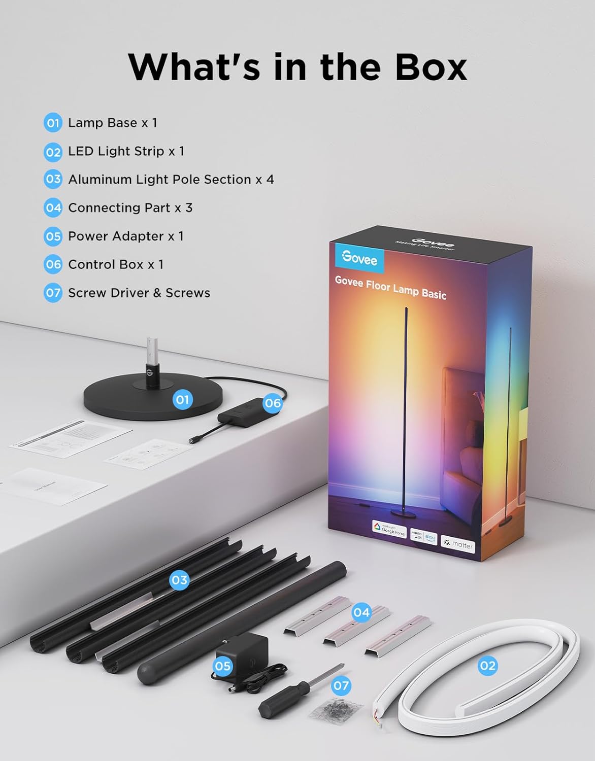 Smart RGBIC Corner Floor Lamp With Music Sync encalife