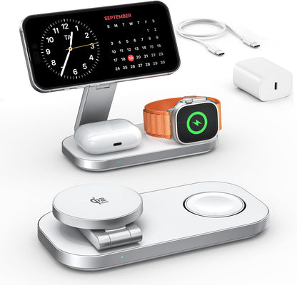 Foldable Qi2 25W Three-Device Fast Charging Station encalife