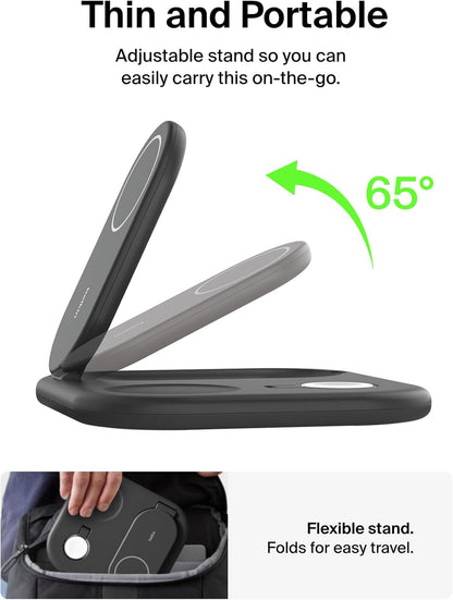 Foldable Qi2 3-in-1 Magnetic Travel Charging Station encalife