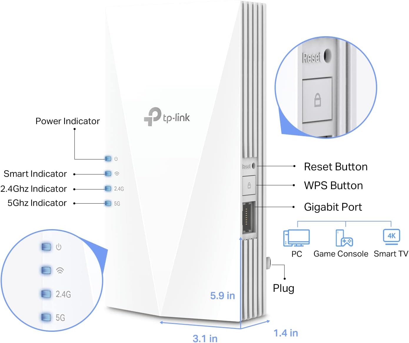 TP-Link AX1800 WiFi 6 I Extender RE600X encalife