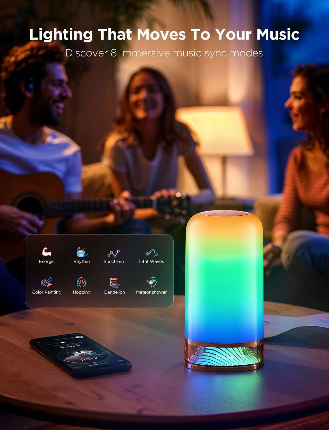 Smart RGB Lighting Table Lamp for Bedroom Nightstand encalife