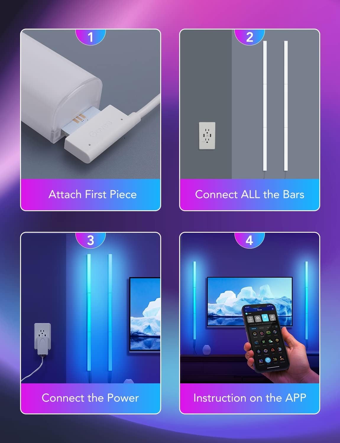 RGB Lighting Wall Bars for Bedroom Gaming Decor encalife