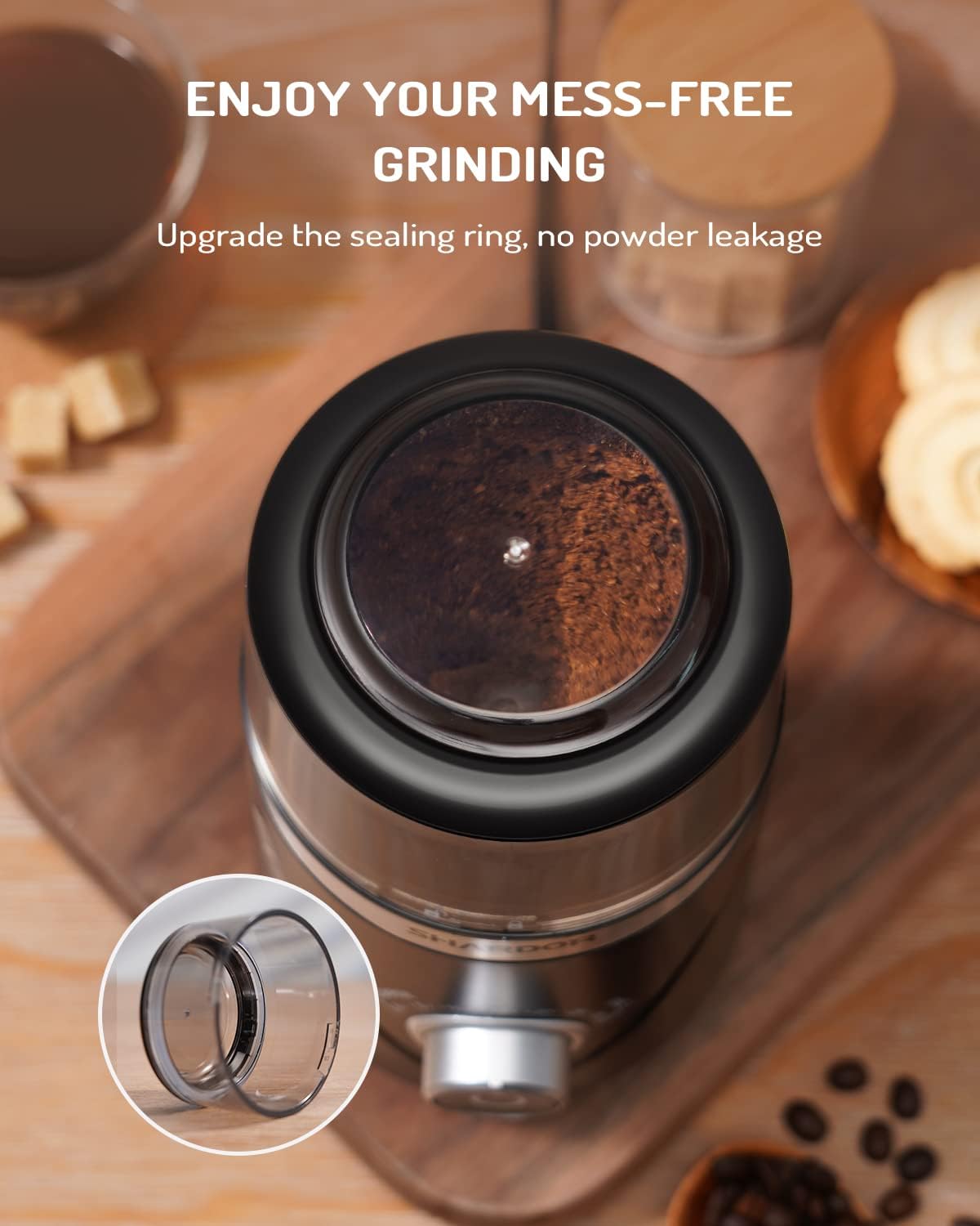 Quiet Electric Coffee Grinder – 2.5 oz encalife