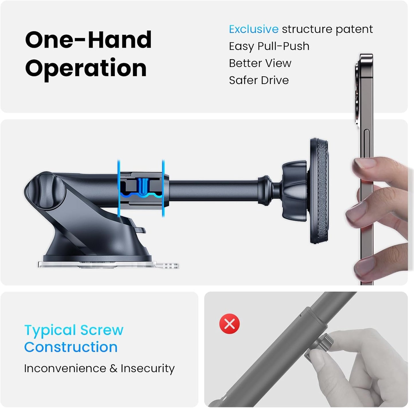 Magnetic Car Phone Mount Telescopic Suction encalife