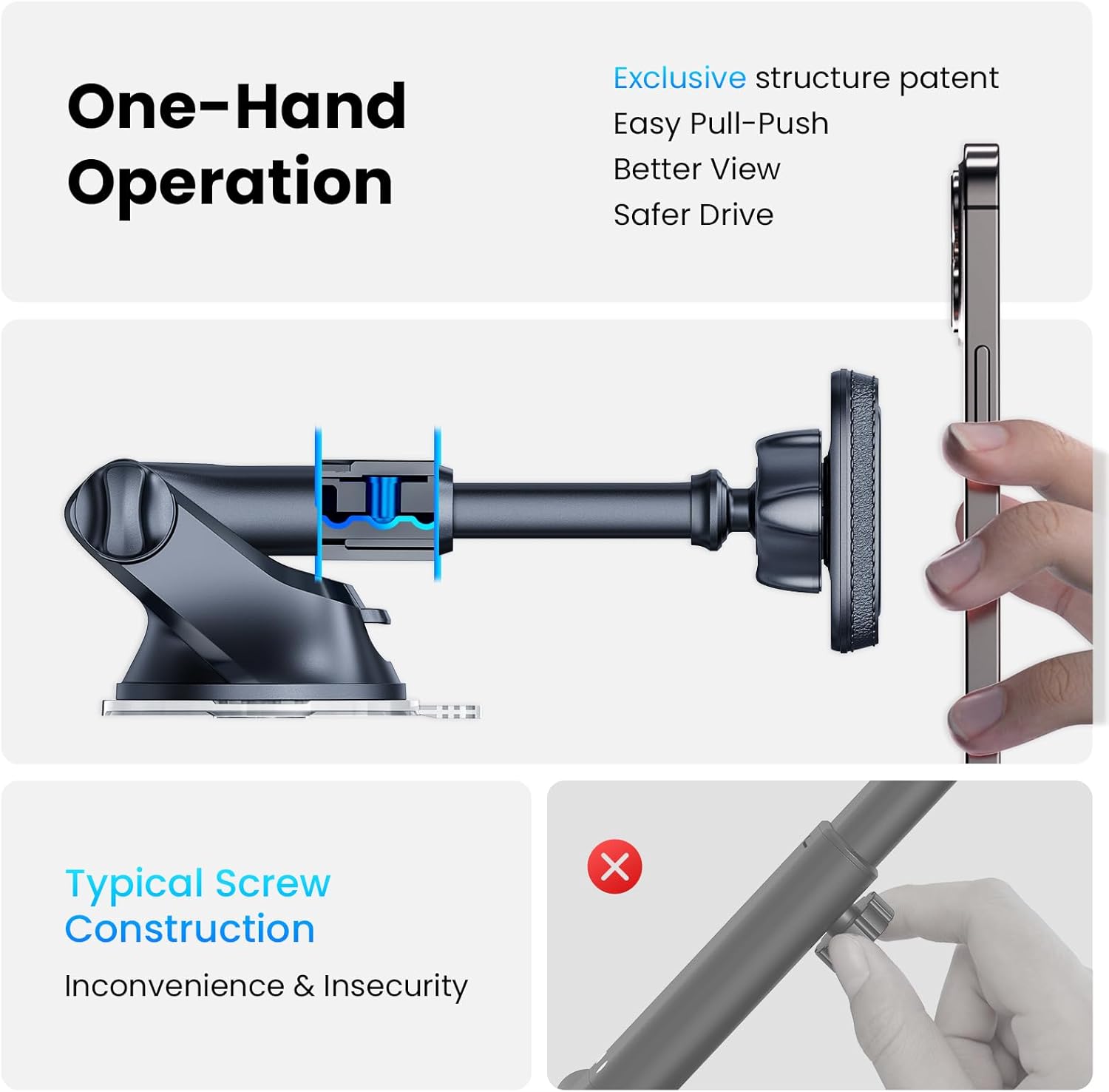 Magnetic Car Phone Mount Telescopic Suction encalife