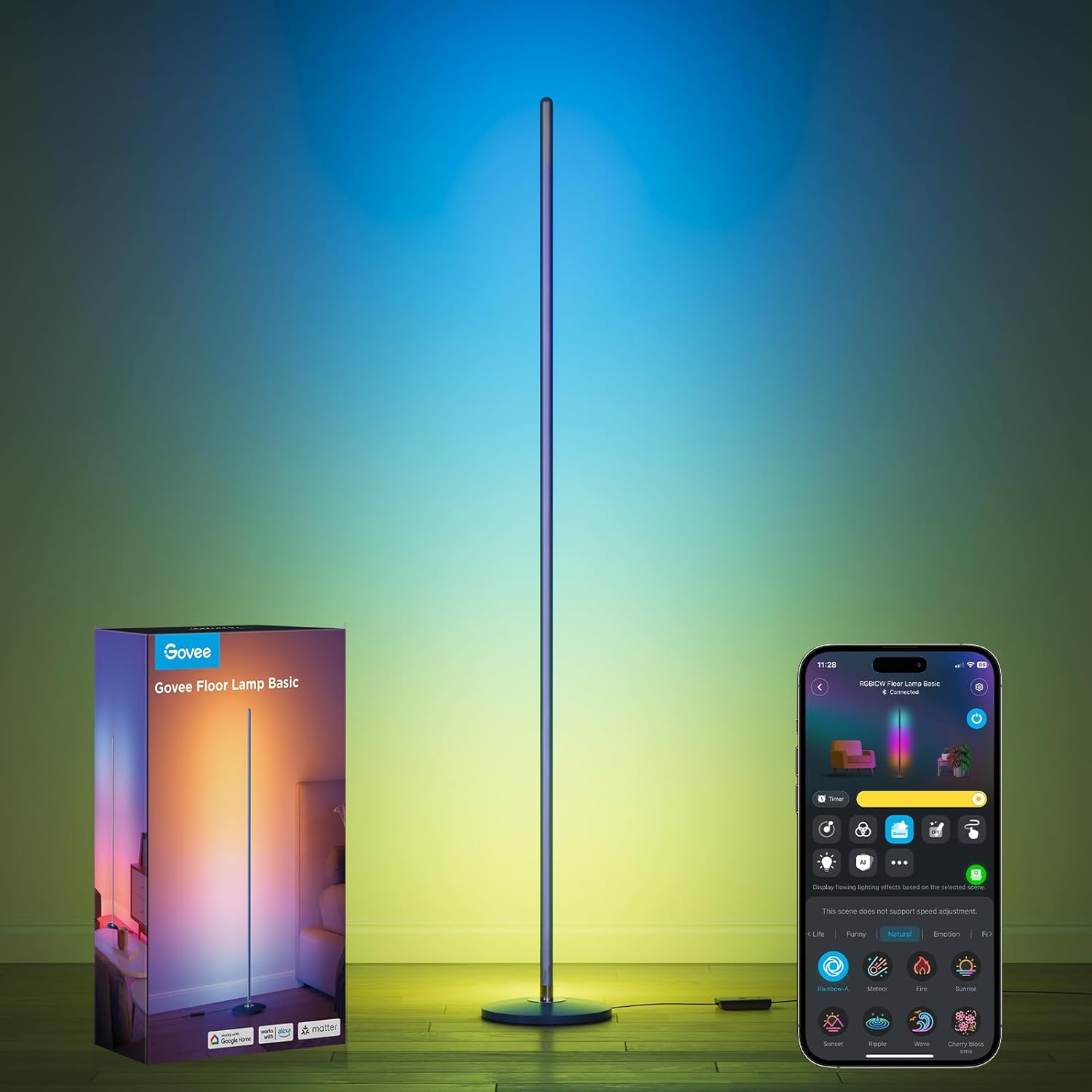 Smart RGBIC Corner Floor Lamp With Music Sync encalife