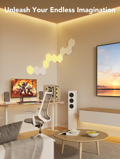 RGB Lighting Hexagon Wall Panels for Gaming Decor encalife