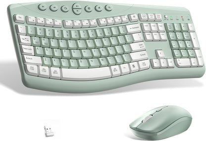 wireless ergonomic keyboard and mouse combo for office