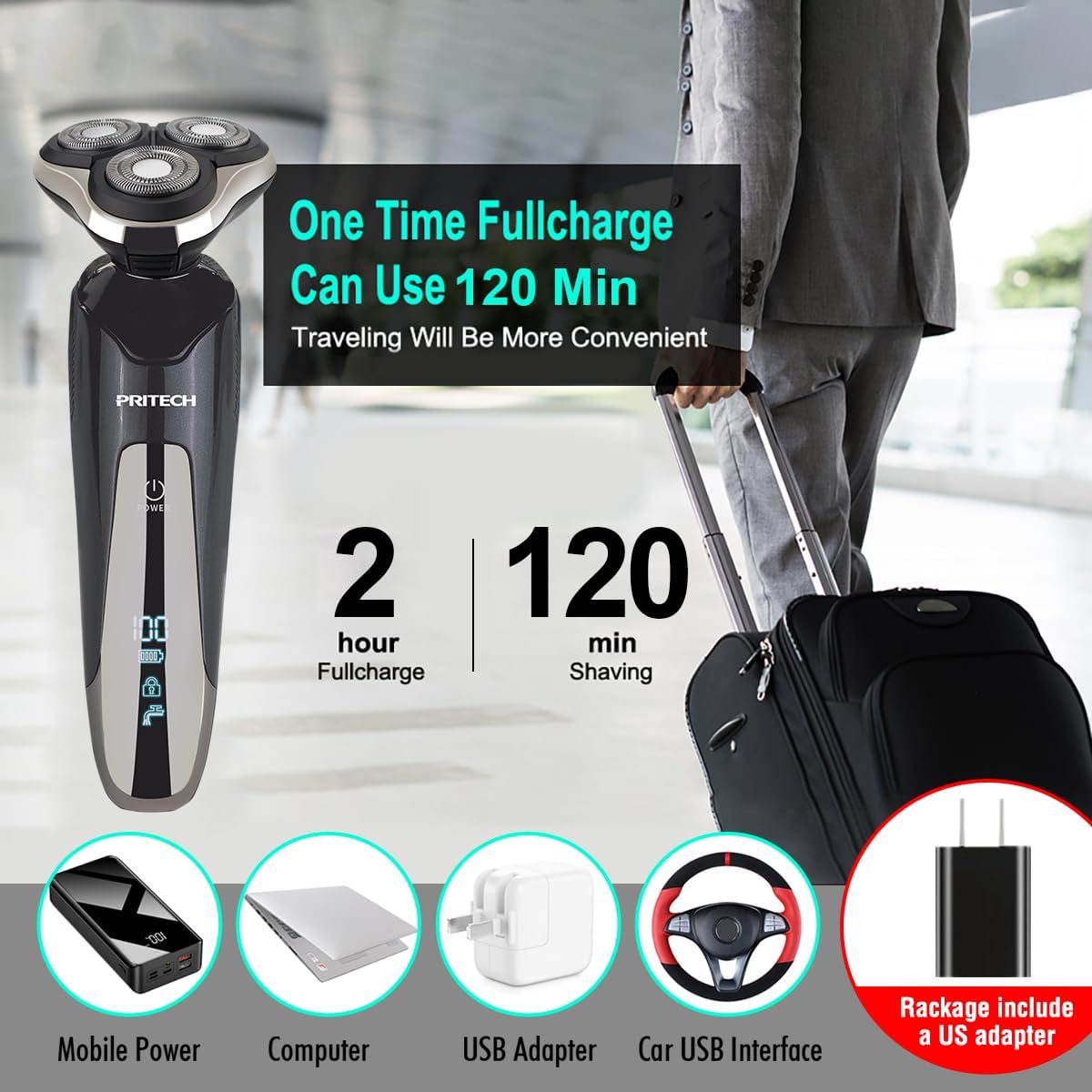 Rechargeable Electric Razor Men I Cordless Grooming Kit encalife