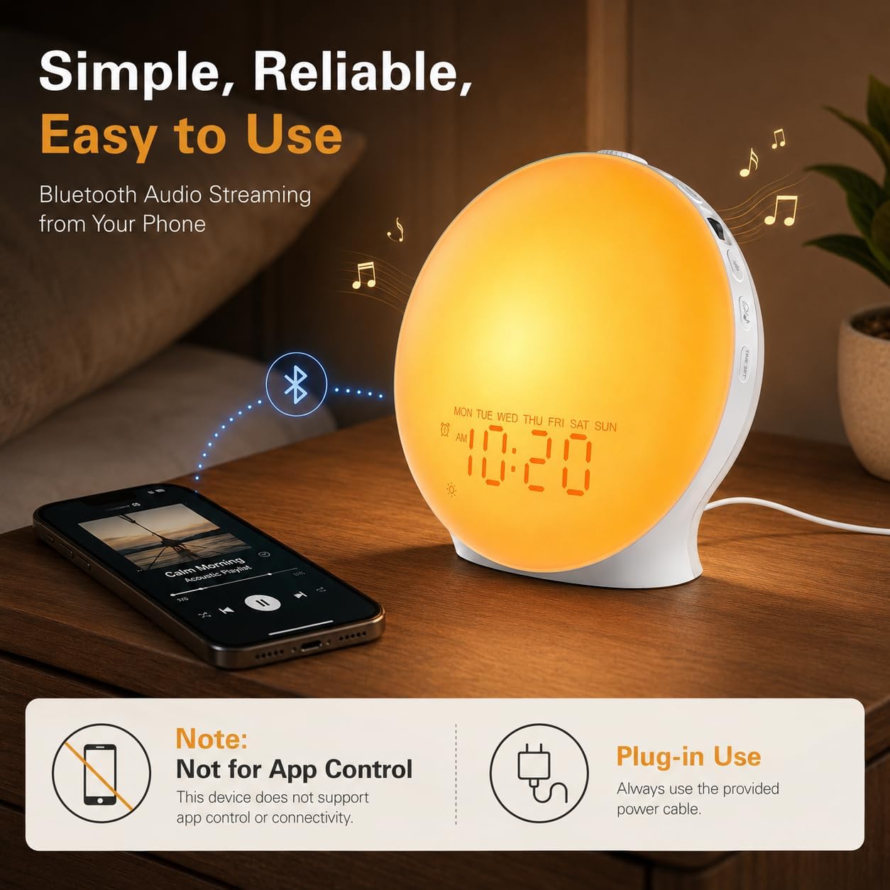 Sunrise Alarm Clock White Noise Machine encalife