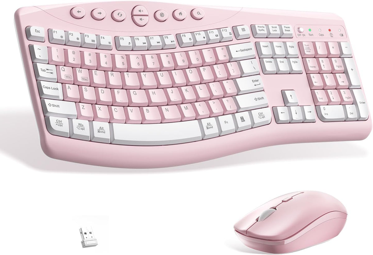 Wireless Keyboard Mouse Combo Ergonomic Gaming encalife