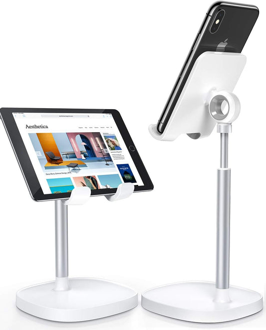 Adjustable height mobile stand with anti-slip silicone and cable opening