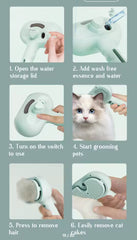 Pet Steam Grooming Brush – Soft Round-Tip Dog & Cat Comb with Spray, Massage & Hair Removal encalife