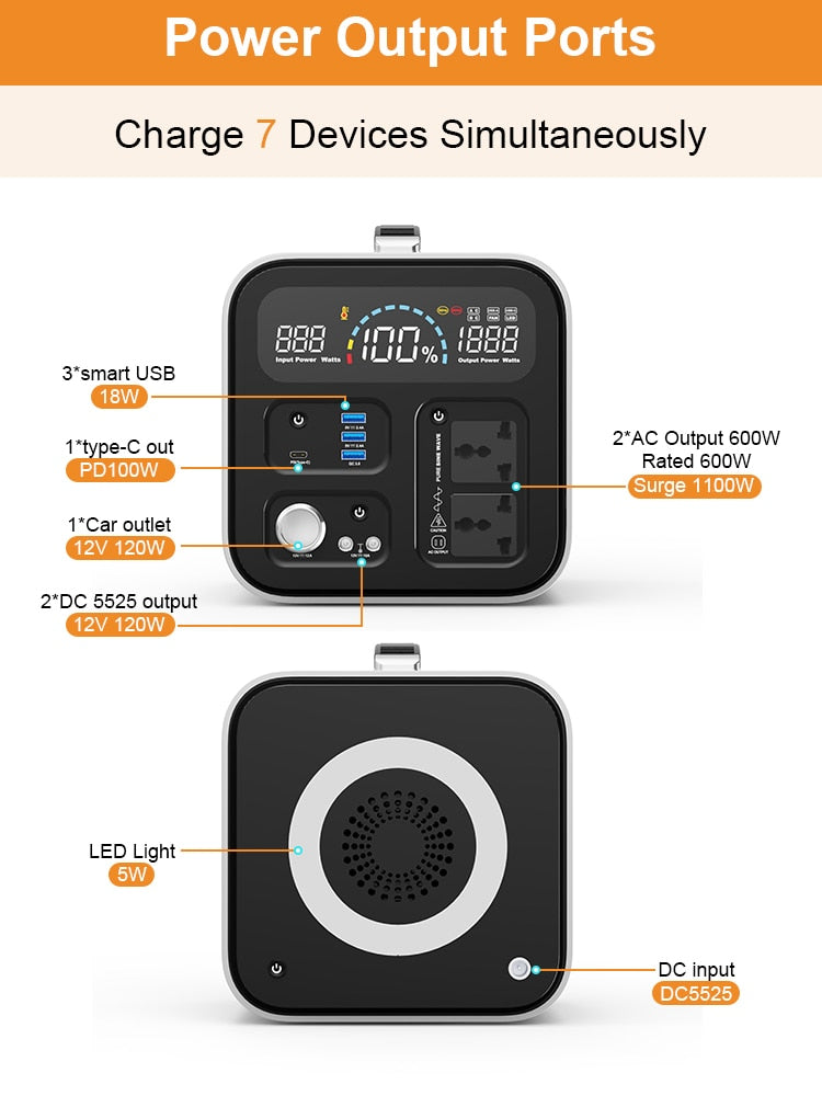 Portable Power Station | 600W | Your Mobile Energy Companion encalife