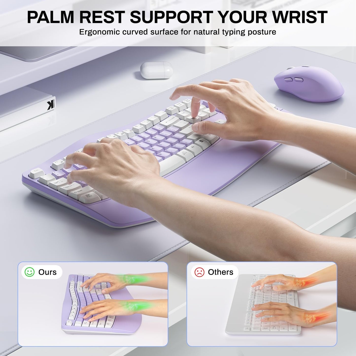 Ergonomic Wireless Keyboard and Mouse Combo encalife