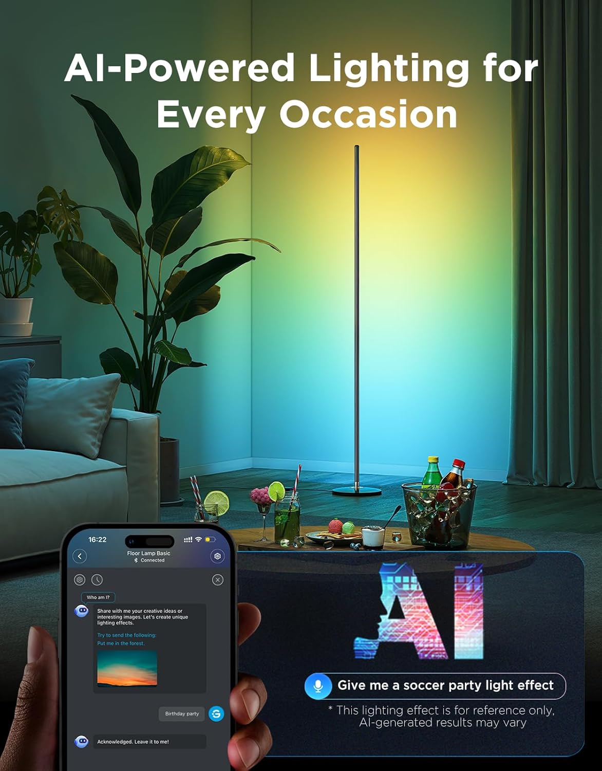 Smart RGBIC Corner Floor Lamp With Music Sync encalife