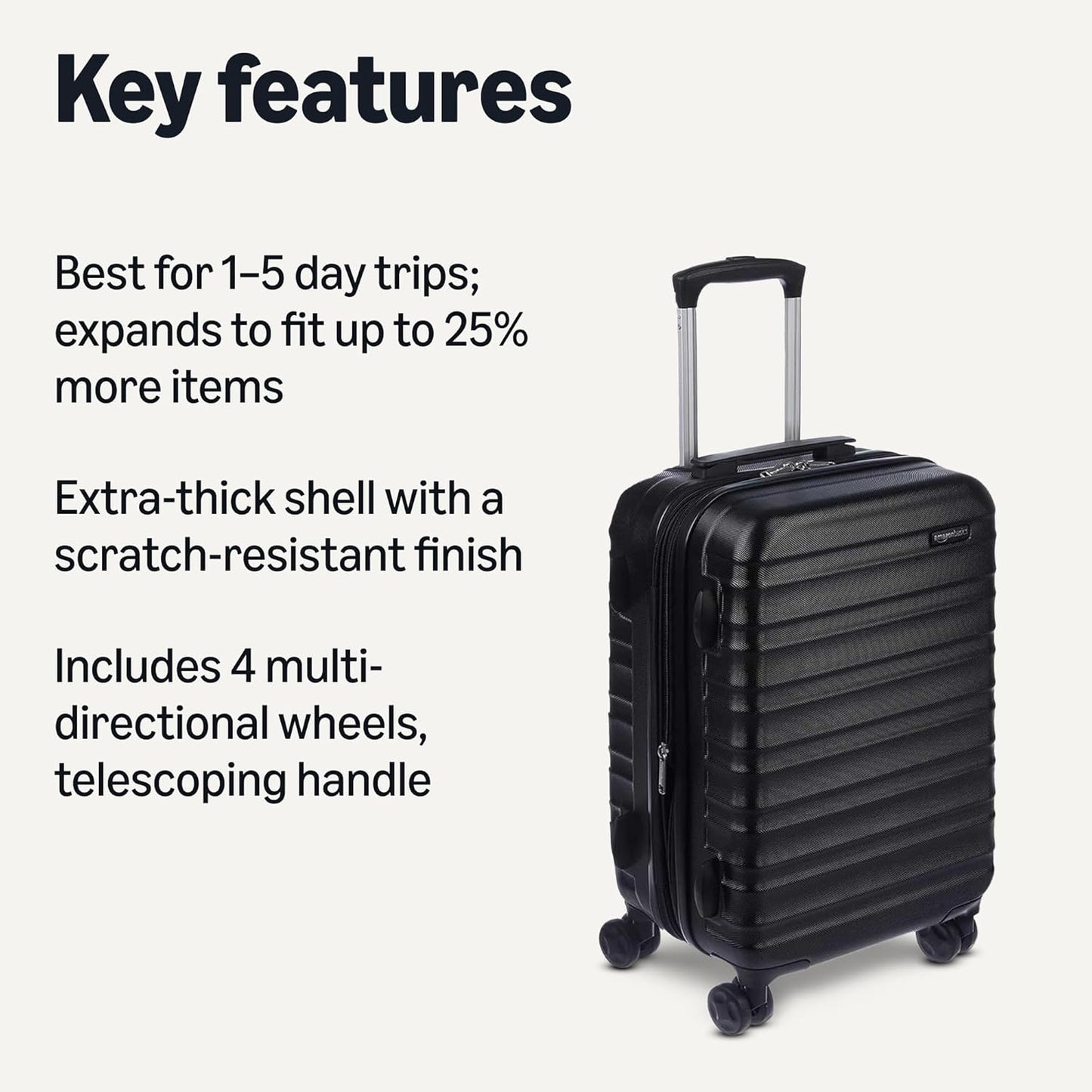 Basics 21-Inch Carry-On Luggage I Hardside Spinner Suitcase encalife
