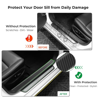 Matte Carbon Fiber Car Door Sill Protector Tape encalife
