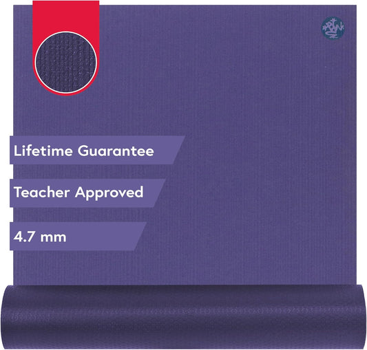 Premium professional yoga mat with 4.7mm high-density cushioning, non-slip surface, hygienic closed-cell design, and durable construction for yoga, Pilates, and fitness workouts.