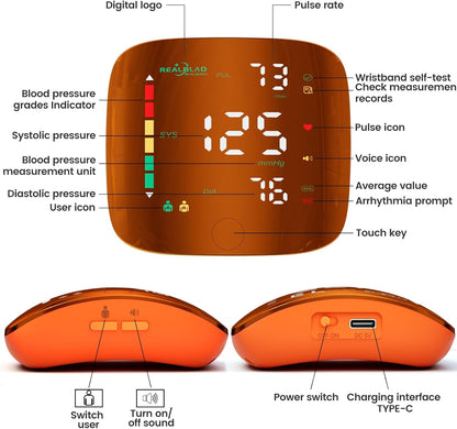 Rechargeable Wrist Blood Pressure Monitor LED Screen encalife