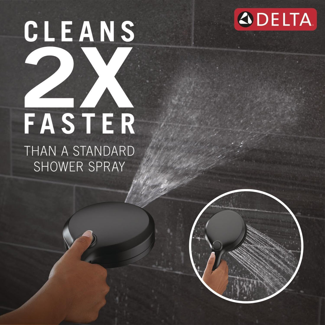High Pressure Dual I Shower Head Black encalife