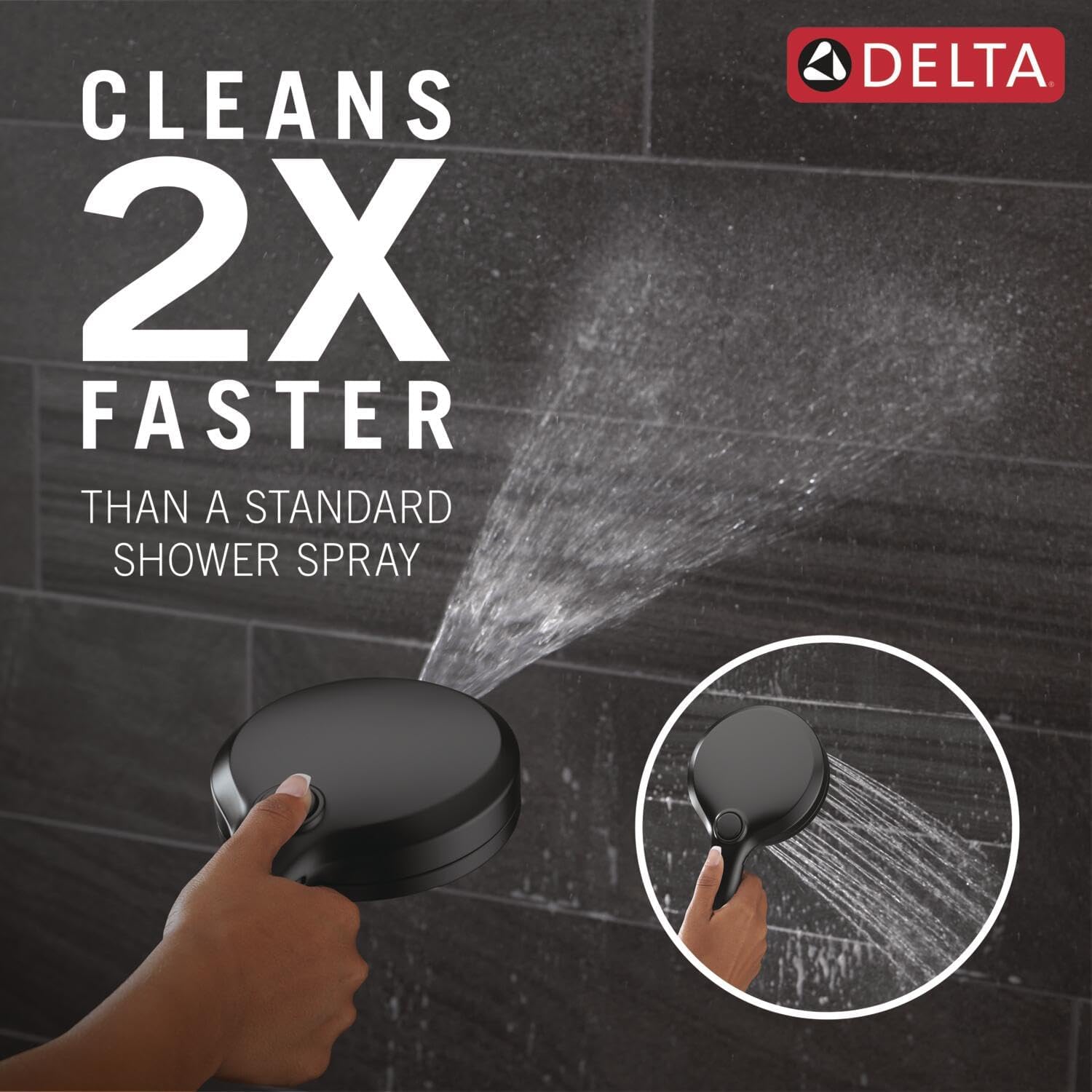 High Pressure Dual I Shower Head Black encalife