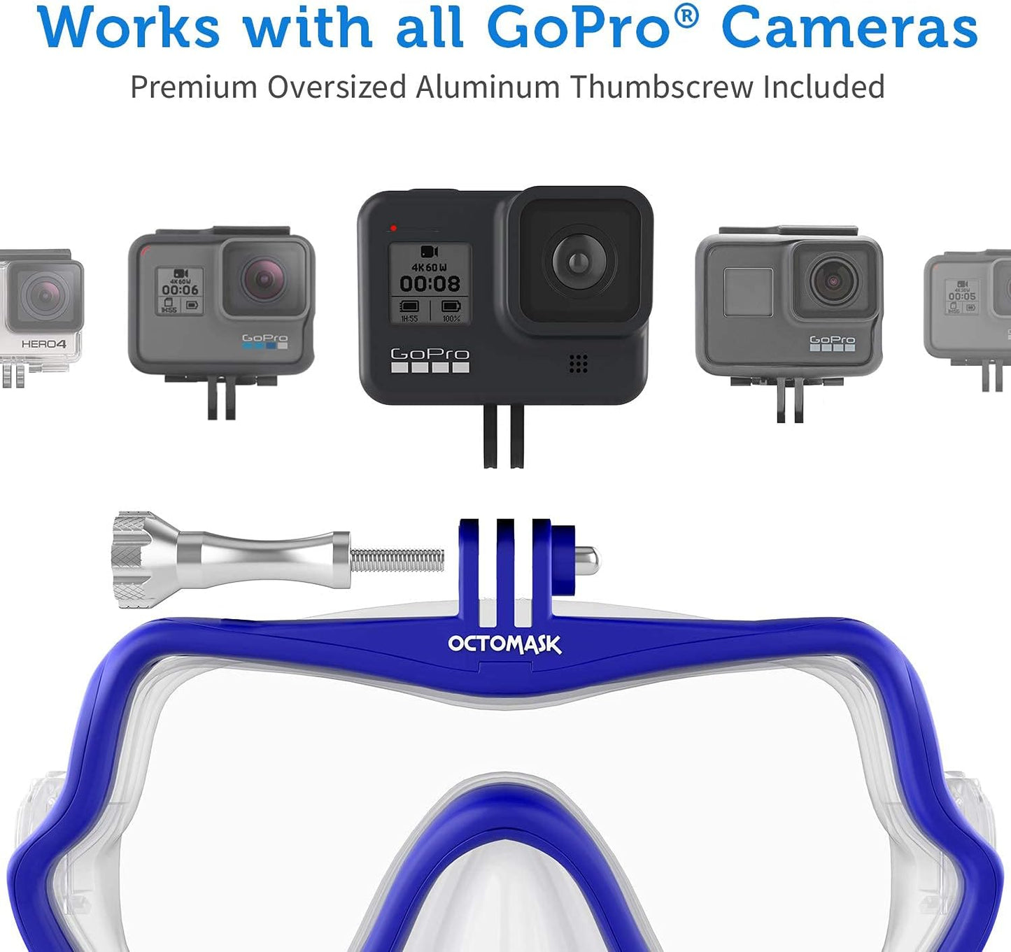 Frameless Scuba Diving Mask With Action Camera Mount encalife