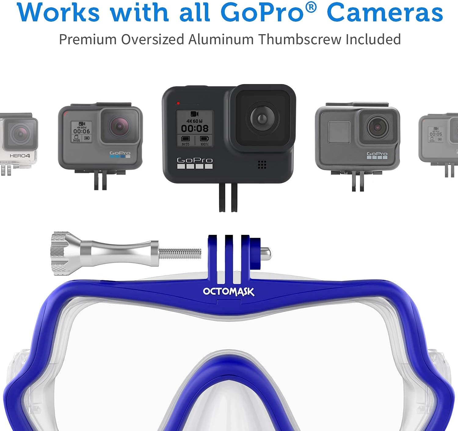 Frameless Scuba Diving Mask With Action Camera Mount encalife