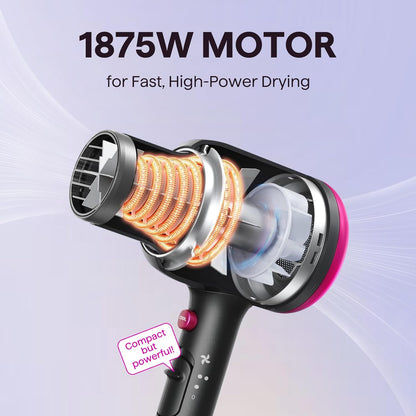 Ionic Hair Dryer for Curly Hair | 1875W Blow Dryer with Diffuser &amp; Comb Attachments encalife