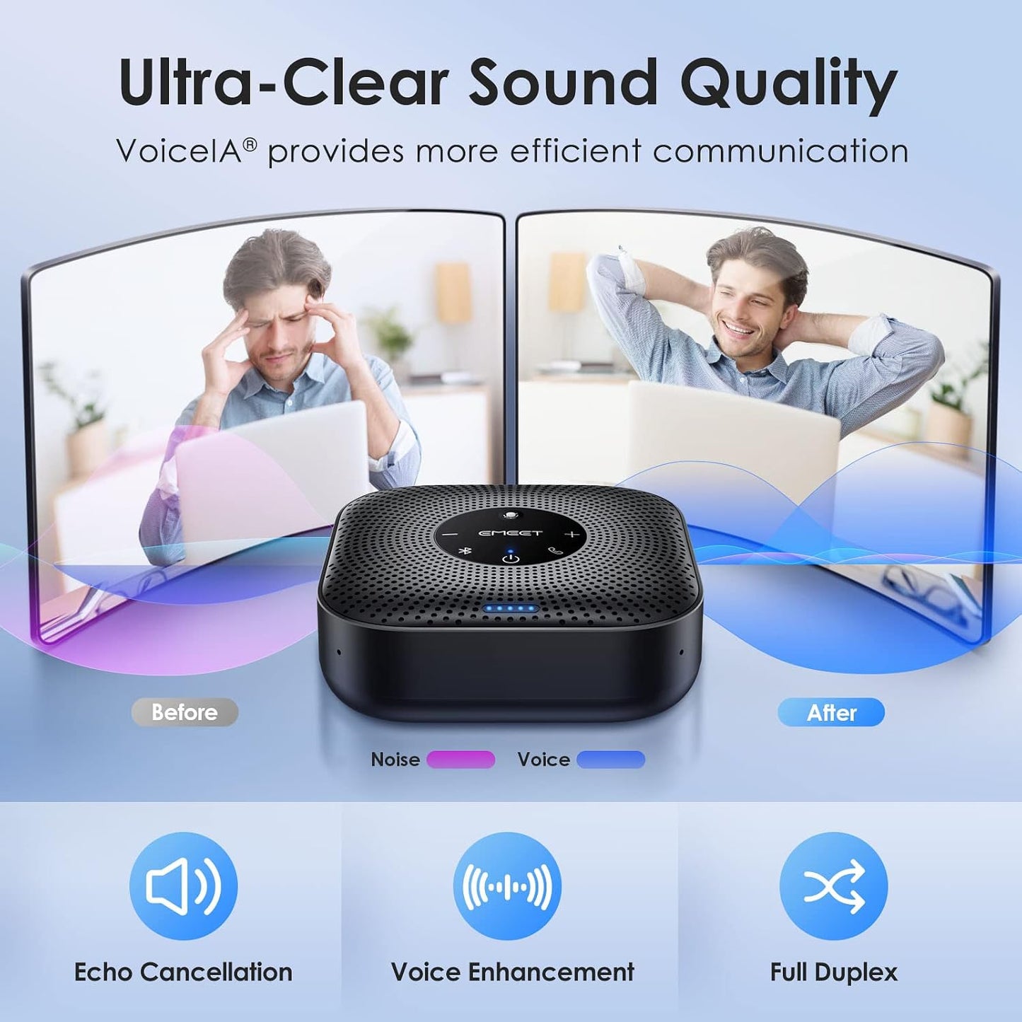 Portable Conference Speakerphone for Clearer Hybrid Meetings encalife
