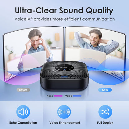 Portable Conference Speakerphone for Clearer Hybrid Meetings encalife