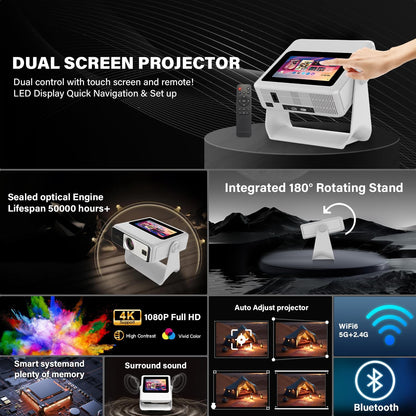 Touchscreen 1080P Cinema Projector encalife