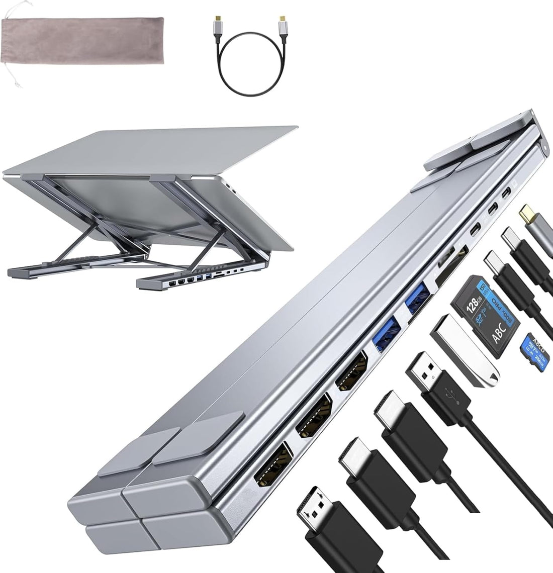 8-in-1 USB-C Laptop Stand Docking Station Hub encalife