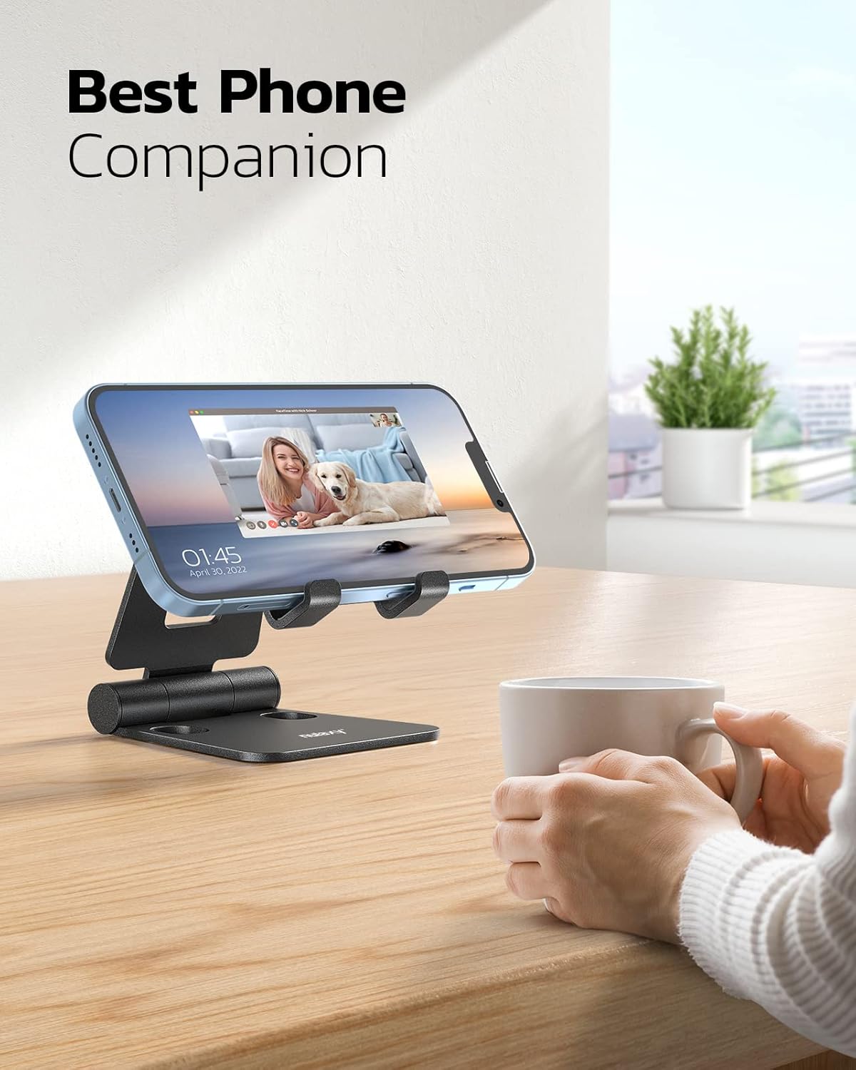 Mobile Stand Dual Folding Aluminum Phone Holder Cradle encalife