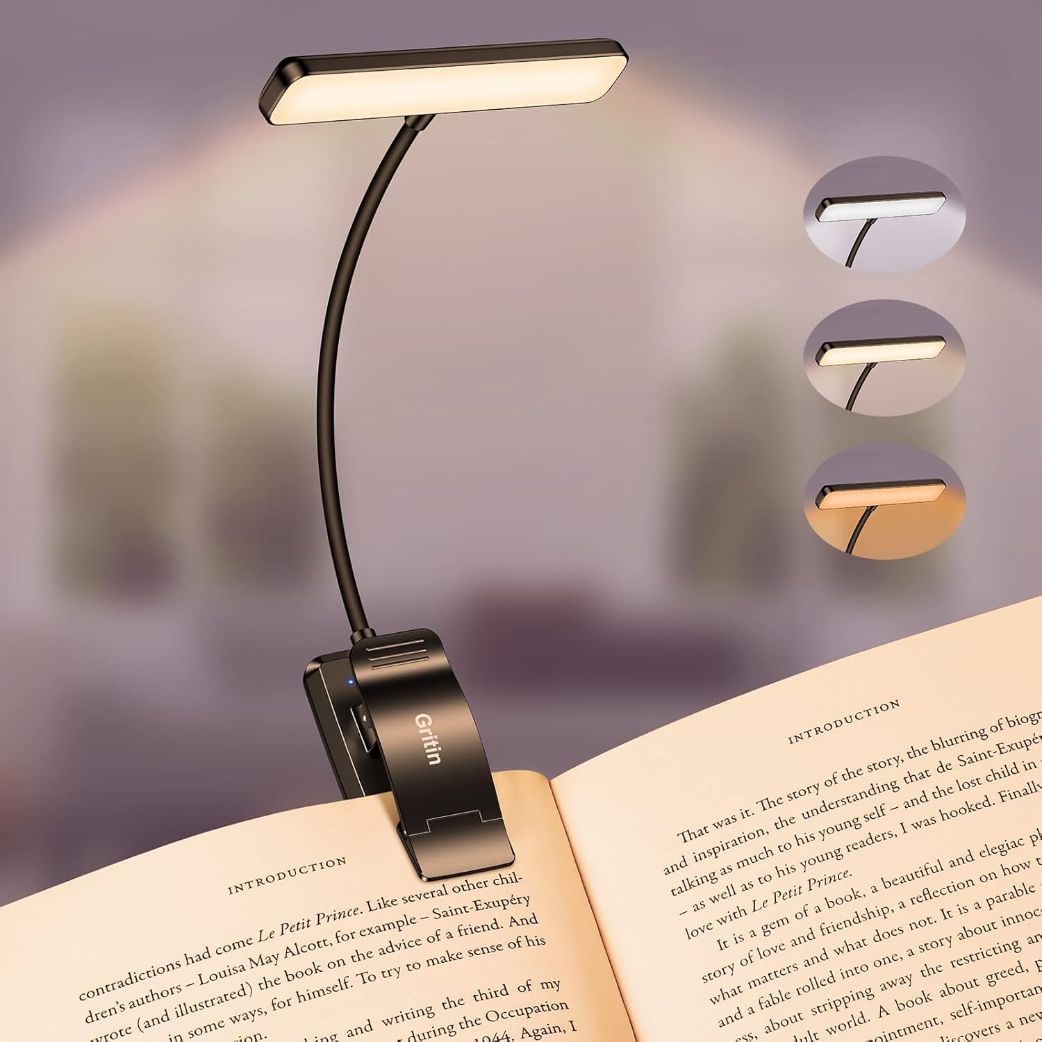 Rechargeable LED Book Light With Adjustable Brightness encalife