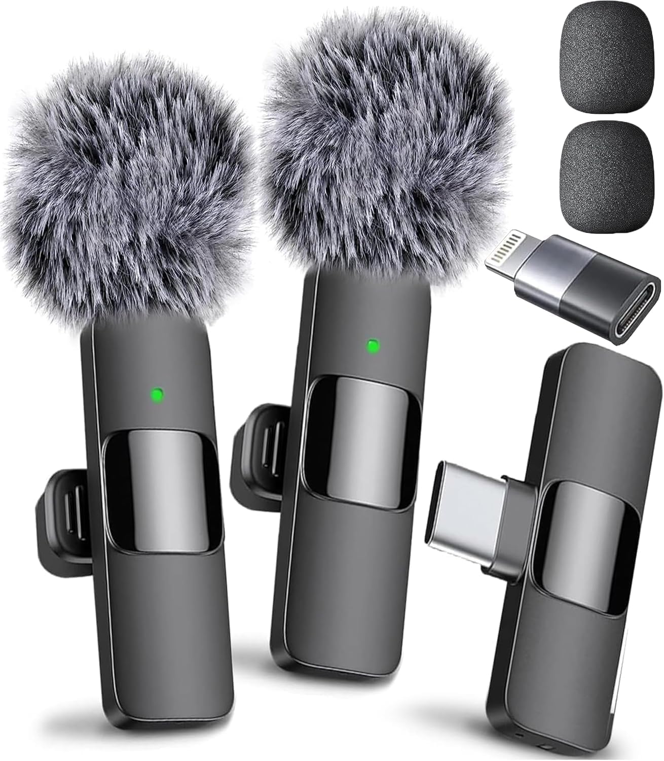 Wireless mini lavalier microphone with noise cancelling for iPhone Android video recording