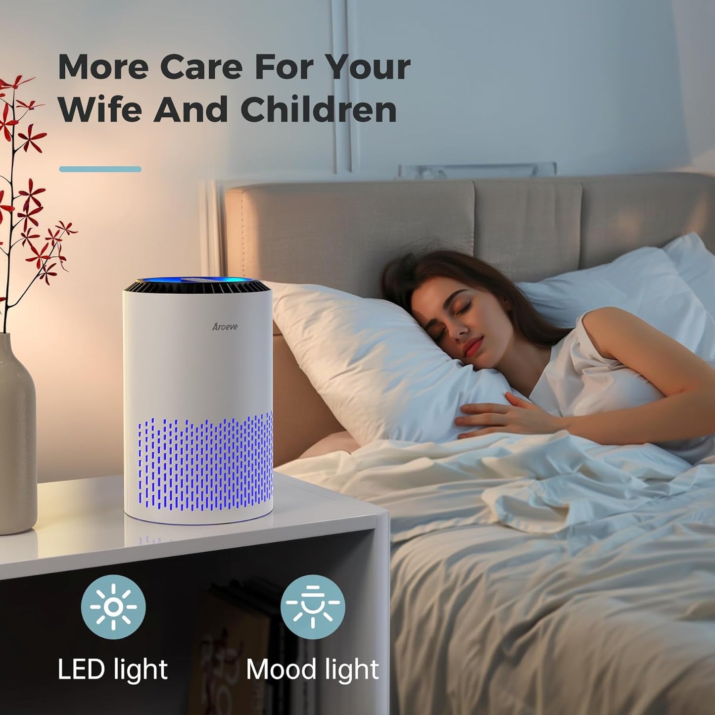 Air Purifier for Bedroom HEPA | Quiet Air Cleaner for Smoke & Allergies encalife