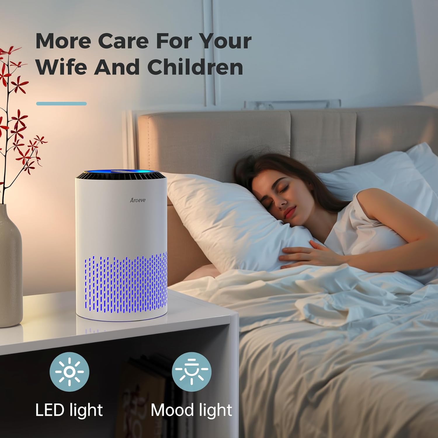 Air Purifier for Bedroom HEPA | Quiet Air Cleaner for Smoke & Allergies encalife